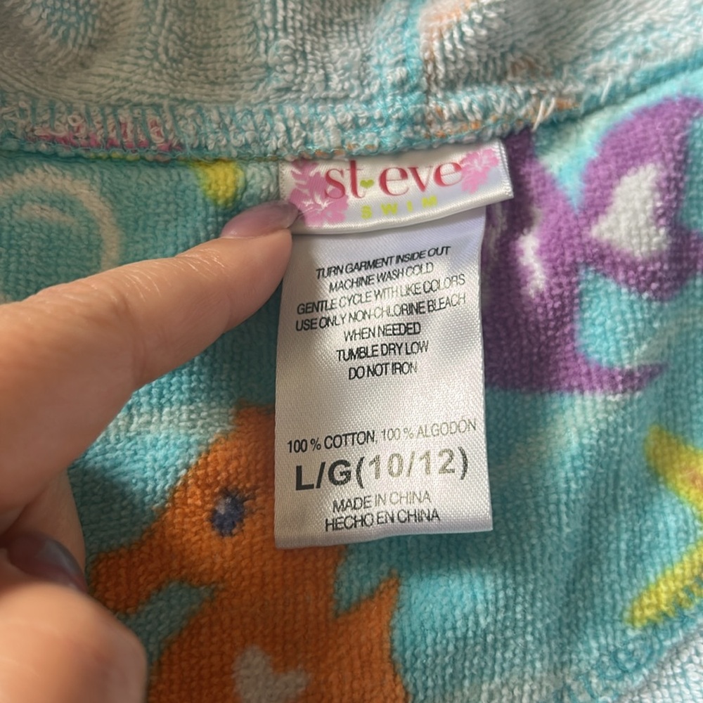 Colorful Sea Creature Kids Robe - Large - Picture 4 of 4